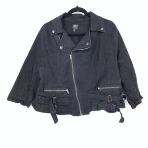 Tripp Jacket Womens 2 Apx US L Zip Front Black Zipper Detail Cropped 3/4 Sleeve